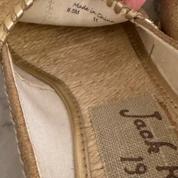 Jack Rogers Gold Peep Toe Espadrille Wedge Sandals Women’s Size 8.5 Preppy - Picture 7 of 7